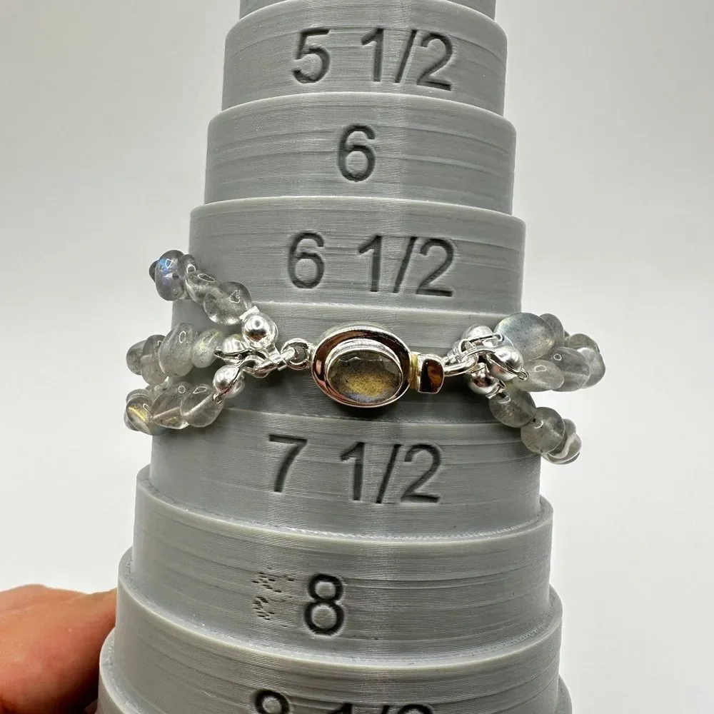 NWOT Labradorite and sterling silver, triple‎ stranded bracelet!
